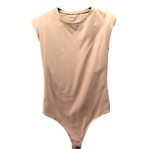 Abercrombie & Fitch Tops - Abercrombie & Fitch Sleeveless Bodysuit Womens M Soft AF Tan Crewneck Padded